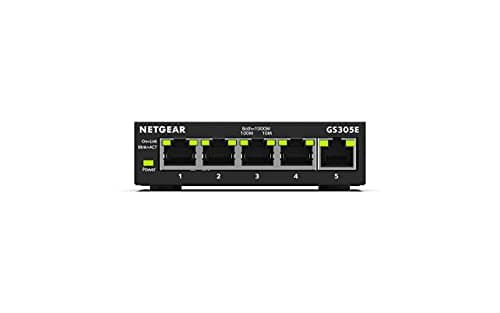Image of NETGEAR 5 Port Gigabit Ethernet Managed Network Switch (GS305E) - Desktop or Wall Mount, Home Network Hub, Office Ethernet Splitter, Silent Operation