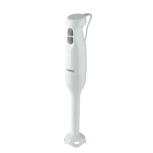 Image of Presto By Tower Hand Blender/Stick Blender, Stainless Steel Blades, Two Speed Button, Turbo Button, 250W, White, PT12076WHT