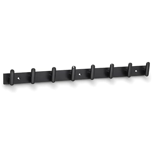 Image of Maxzwell Satin Stainless Steel Coat Rack with 8 Hooks – Wall Mounted Heavy-Duty Hook Rail for Coats, Towels, Hats, Bags (Titanium, Pack of 2)
