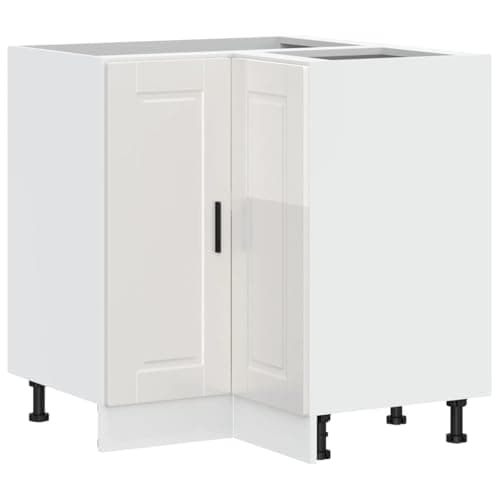 Image of vidaXL Kitchen Corner Base Cabinet Porto High Gloss White Engineered Wood, corner base cabinet, kitchen corner base unit, corner bottom cabinet