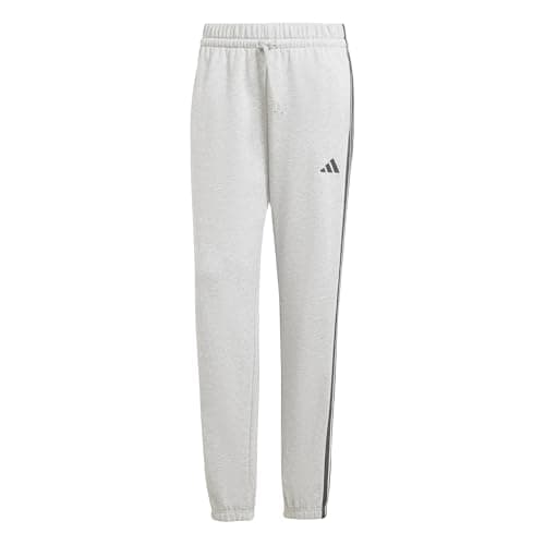Image of adidas Women's Essentials 3-Stripes French Terry Cuffed Pants, Medium Grey Heather/Black, S