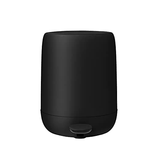 Image of blomus -SONO Pedal Bin with Soft Close, Rubbish Bin, Cosmetic Bin, Rubbish Bin with Pedal, Soft Closure, Colour: Black, Material: Plastic, Silicone (Height 25.5 cm/Depth 24 cm/V 3 l I 66328)