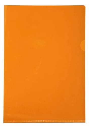 Image of Exacompta - Ref 661245E - PVC Cut Flush Folder - Suitable for Holding A4 Documents, 0.1mm Clear PVC, Top & Right Openings, Cut Out for Easy Opening - Orange (Bag of 100)