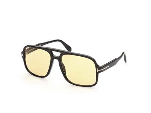 Image of Tom Ford FALCONER-02 FT0884 SHINY BLACK/BROWN YELLOW 60/18/140 unisex Sunglasses