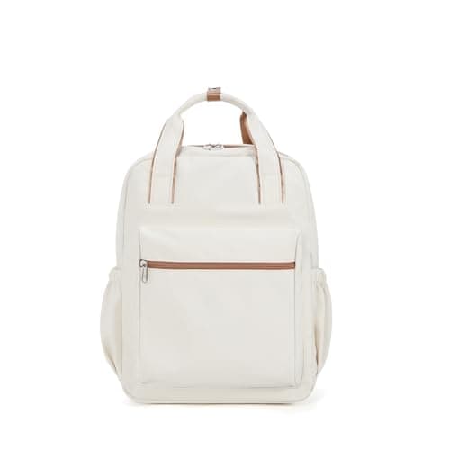Image of HYC00 School Backpack for Teenage Girls College Backpack Women Casual Daypacks School Bags for Girls Secondary Schoolbag Waterproof Laptop Rucksack Bag,Beige with Brown
