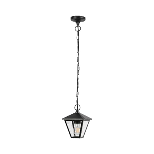 Image of TEKLED MyHome Paravento Outdoor Pendant Lamp | E27 Compatible Black Lantern Light | Weatherproof Assurance IP44 | for Entryways Balconies Lofts Patios Porches | (Bulb not Included)