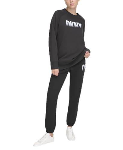 Image of DKNY Women's Fade Away Logo Relax Trousers Sweatpants, black, L