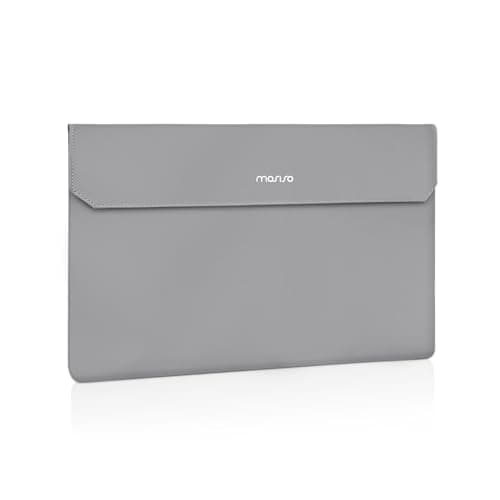 Image of MOSISO Portable Monitor Case Sleeve 16.1 Inch, Carrying Case for 15.6-16.1 Inch Display Monitors, Laptop Bag With Front Pocket, PU Leather for Travel, Gray