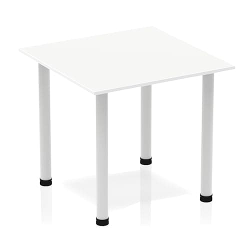 Image of OPO Impulse Freestanding 1200/1600/1800mm Square Table with Post Leg | Sturdy Build Weather & Heat Resistant Melamine Finish Classic Table White Silver 800