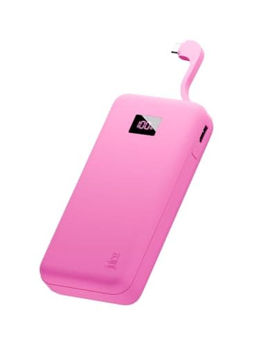 Image of Juice Eco Integrated Power Bank, Portable Charger 16000mAh with Built-in USB-C Cable & Digital Display, Fast USB-C Output, PowerBank for iPhone 15 16 17 Pro Max, Samsung, Android, iPad, DJI - Pink