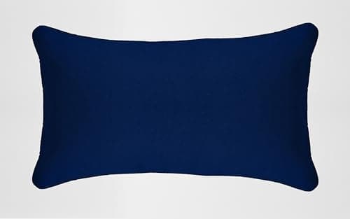 Image of Rectangular/Oblong Hollowfiber Cushion Pads Inner Inserts with Cushion Covers Beautifully Made Pipped Edge Zipped Entry Available (12x18”,12x20”,14x18”,14x20”,16x24”) ((12x18'') Approx., Navy Blue)