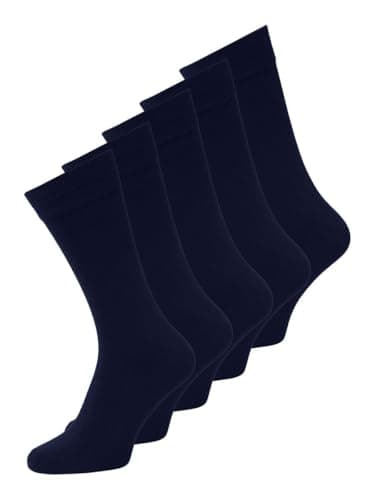 Image of Jack & Jones Men's Jacjens 5 Pack Noos Socks, Navy Blazer/Detail: Navy Blazer, One Size UK