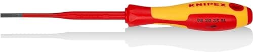 Image of KNIPEX Screwdriver (Slim) for Slotted Screws Insulating Multi-Component Handle, VDE-Tested 202 mm, 98 20 35 SL