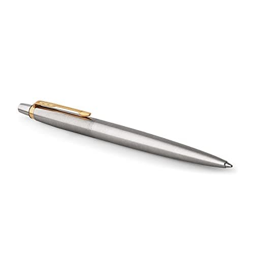 Image of Parker Jotter Gel Pen | Stainless Steel with Gold Trim | Medium Point Black Ink (0.7 mm)