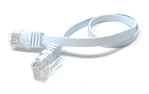 Image of DRUT 30cm short FLAT CAT6 RJ45 Ethernet LAN Patch Cable, Low Profile GIGABIT Full Copper 32AWG Lead Allows Up to 1000Mbps Speed 1ft White