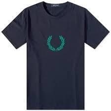 Image of Fred Perry Mens Unisex M5632 Laurel Wreath Graphic T Shirt 100% Cotton Navy Blue Size XXL