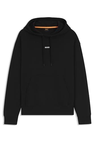 Image of BOSS Mens WeSmallhood Contrast-logo hoodie in cotton terry