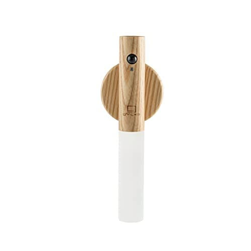Image of Gingko Smart LED Baton Wall Light, Rechargeable with Motion Sensor, Made from Natural Wood with Magnetised Base, White Ash