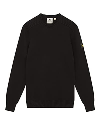 Image of Lyle & Scott Men's Shoulder Detail Crew Neck Knit Jumper Jet Black M