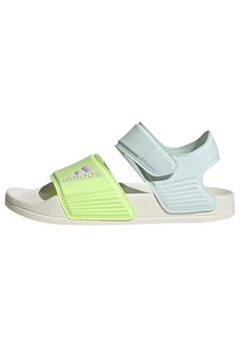 Image of adidas Unisex Kids Adilette Sandals, hi-res yellow/bliss lilac/halo mint, 2 UK