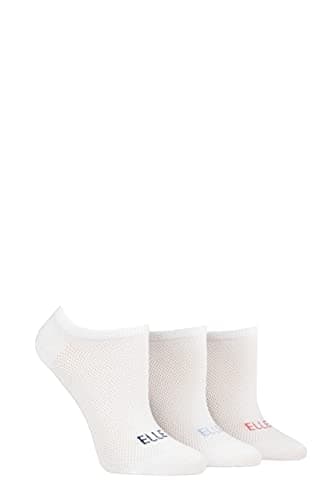 Image of ELLE Ladies 3 Pair Sport Mesh Bamboo No Show Socks - White 4-8