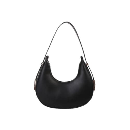Image of Crescent Retro Half Moon Shoulder Bag for Women - Mini Clutch Purse with Zipper Closure