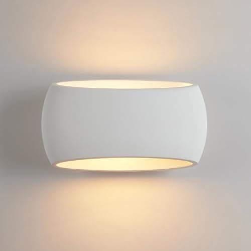 Image of Harper Living Wall Lights, Modern Large Plaster Wall Wash Lighting, 40W E27 ES, Indoor Wall Sconce Lamp with Ceramic Shade, Wall Mounted Light for Bedroom, Living Room, Hallway-Length 30CM