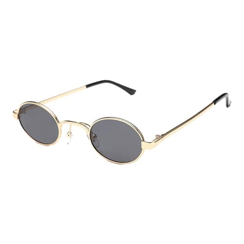 Image of tuwiwol Vintage Eyeglasses With UV Protection Lightweight Frame For Stylish Men And Women PC Men Tiny Oval Metal Retro Glasses, Gold gray