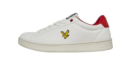 Image of Lyle & Scott, Elgin Fashion Casual Low Sneakers, White red, 8 UK