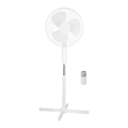 Image of COZYBRITE Pedestal Fan Cooling 16 inch with Remote Control Standing Electric Oscillating Floor Fans 3 Wind Modes 7.5 Hours Timer 3 Speed Setting Adjustable Height Tilt Angle for Home FS40-91R (White)