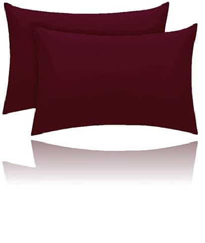 Image of Kanak Pillowcase 2 pack Polycotton Pillow case cover 50x75cm - Wine Plain Dyed Housewife Pillowcases with Envelope Closure