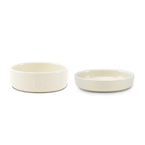 Image of Scruffs Icon 2 Piece Cat Food & Saucer Set - Cream