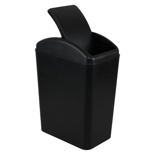 Image of Vareone 15 L Plastic Garbage Bin with Swing Lid, Slim Swing Lid Waste Can, Black