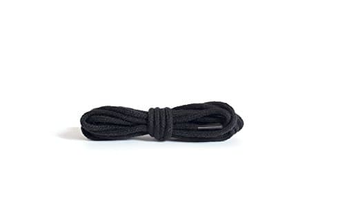 Image of Kaps Round Thin Laces, quality 2mm wide 100% cotton shoe laces for casual and fashion footwear, made in Europe, 1 pair (45 cm - 18 inch - 2 to 3 eyelet pairs / 91 - black)