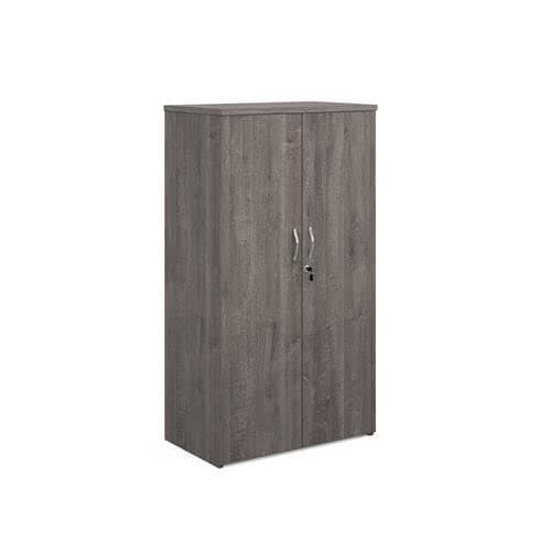 Image of Office Monster Vinson double door cupboard 1440mm high with 3 shelves - grey oak