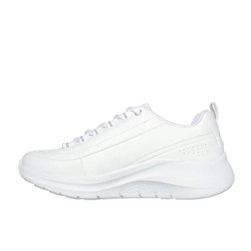Image of Skechers Women's Arch Fit 2.0 Star Bound Sneaker, White Leather/Silver Trim, 5.5 UK