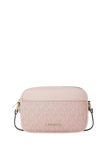 Image of Michael Kors Jet Set Small Signature Logo Camera Crossbody Bag Powder Blush Multi