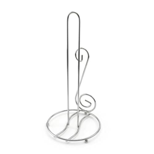Image of Kitchen Roll Holder Stainless Steel Chrome, Freestanding Paper Towel Holder 25cm x 15cm, Countertop Tissue Stand, Space Saving Kitchen Organiser, Strong Stable Base, Rust Resistant (Pack of 1)