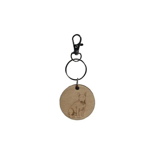 Image of Dog Wooden Engraved Keyring, Dog Keychain (English Bull Terrier)