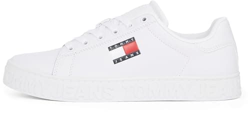 Image of Tommy Jeans Women’s Low Top Logo Flatform Trainers, White (White), 4