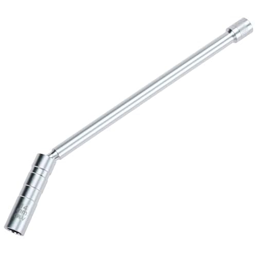 Image of QWORK® 14mm Spark Plug Wrench, 12-Point, 3/8" Square Drive, Thin Wall Long Rod Magnetic Joint Swivel Spark Plug Socket