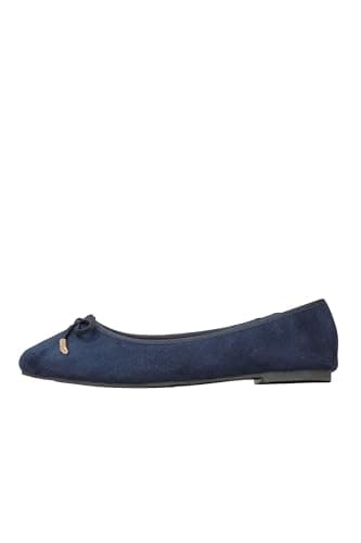 Image of Yours Curve Plus Size - Slip On Ballet Flat Round Toe Ballerina Pumps Lightweight Bow Faux Suede in Wide E Fit & Extra Wide Eee Fit - Women's Dark Blue 8EEE
