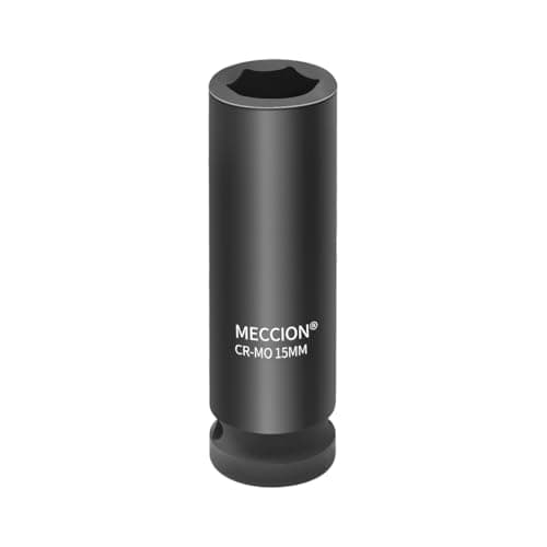 Image of Meccion 1/2 Inch Drive Impact Socket 15mm Heavy Duty Cr-Mo 6 Point Deep Socket, 78mm Length
