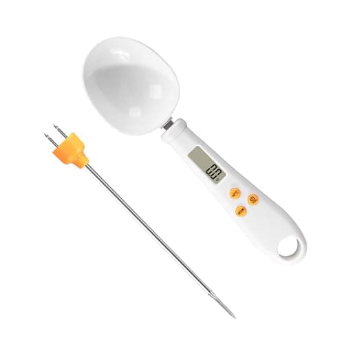 Image of Electronic Measuring Spoon 500g/0.1g Digital Scale Spoon with LCD Display | Food Thermometer Probe, Kitchen Weighing Spoon with Temperature Measurement for Coffee、Cooking、Baking、Rice、 Flour、 Spices