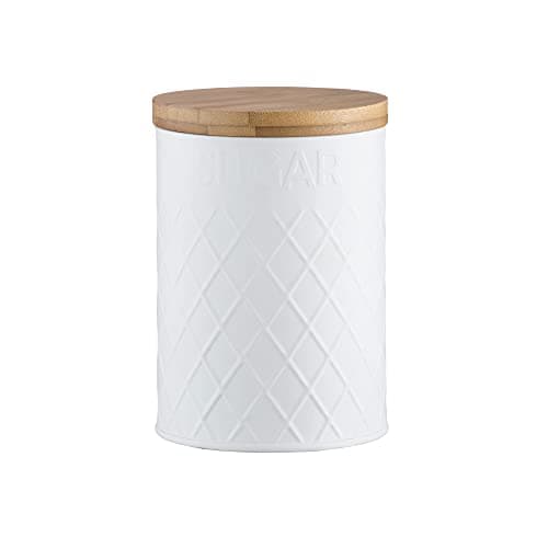 Image of Typhoon Embossed Sugar Storage Canister, White, 16cm