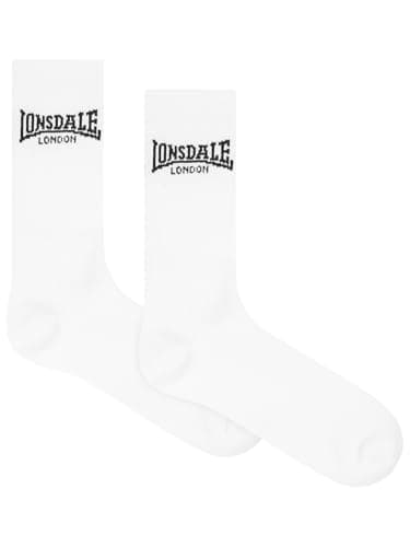 Image of Lonsdale Gilbert Unisex Sports Socks, Pack of 6, White/Black, 39-42