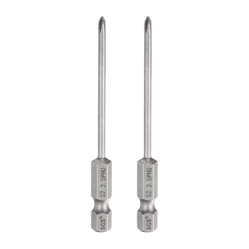 Image of sourcing map 2pcs #0 Phillips Screwdriver Bit PH0 1/4" Hex Shank 3" (75mm) Long 2.5mm Rod Magnetic Cross Head Drill Bits S2 Steel Industrial Screw Driver for Electric Power Tools, Gray