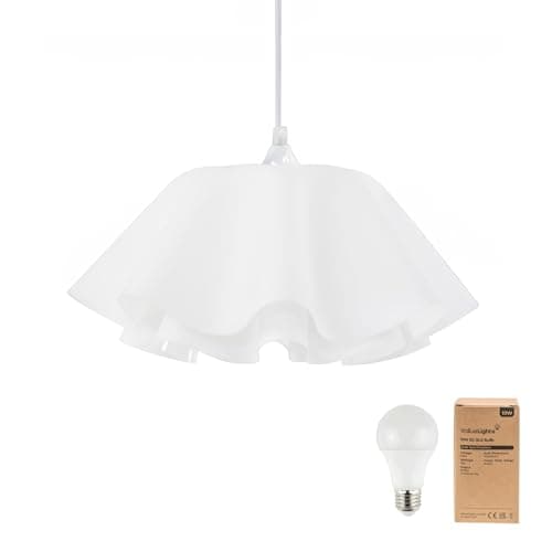 Image of ValueLights | White Layered Flower Design Acrylic Ceiling Pendant Light Fitting Hanging Lamp | Pendant Lights, Home Décor & Improvement Essential | Includes Bulb | 42.5cm Shade Width | Mains Wired