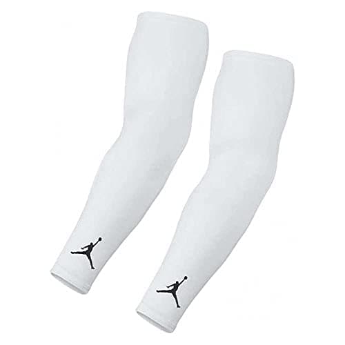 Image of Nike Jordan Shooter Sleeves – Basketball Arm Sleeve – Compression Wristband for Shooting, Training & Performance, White/Black, L/XL