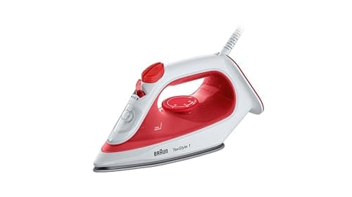Image of Braun TexStyle 1 SI1019RD, Steam Iron, Non-Stick Coating, Thermostat, 25g/min in Turbo Mode, 220ml Water Tank, 1900W, Red/White